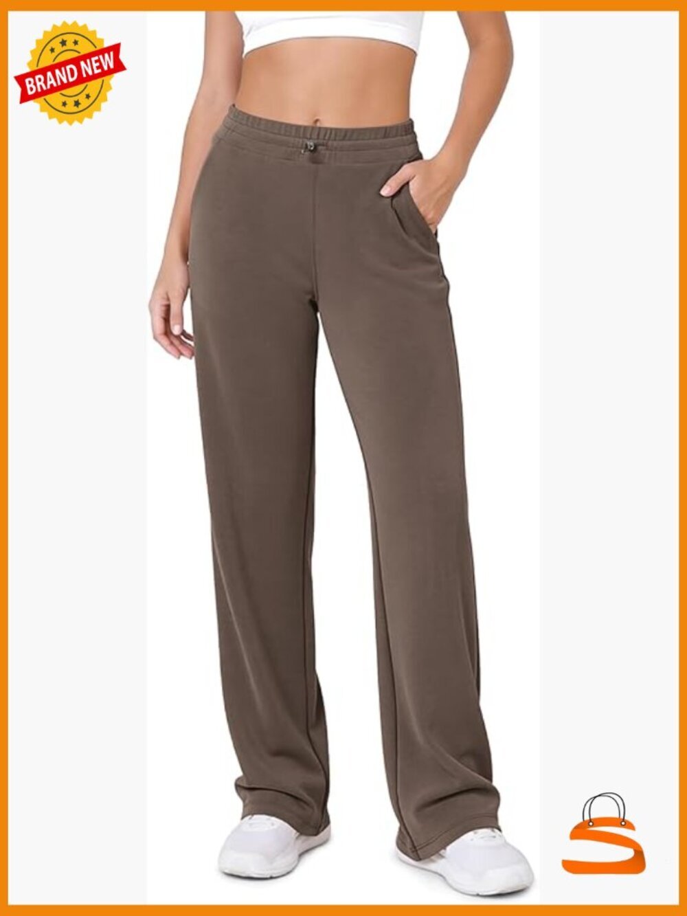 Wide Leg Lounge Pants with Pockets Adjustable Shockcord High Waist